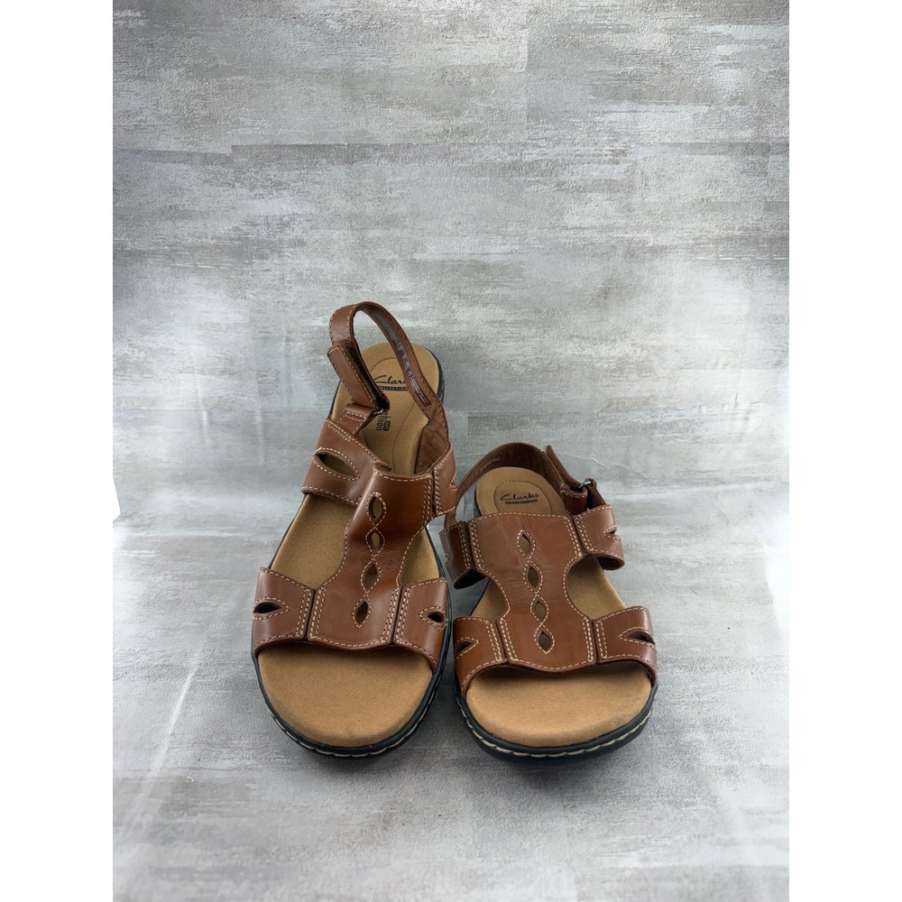 Clarks Leisa Vine Tan Brown Leather Slingback Sandals Women Sz 10M 261248024075